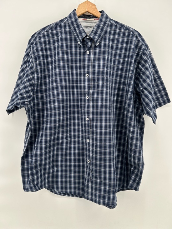 Other - Wrangler Timber Creek Shirt Mens 2XL Blue Plaid Short Sleeve Button Up Work